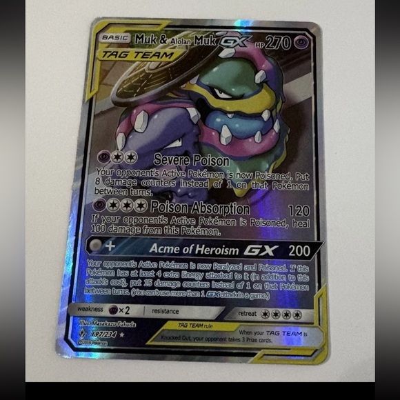 Pokmon TCG Holo Muk & Alolan Muk GX Tag Team 197/234 Acme Of Heroism Cl Pokmon TCG Holo Muk & Alolan Muk GX Tag Team 197/234 Acme Of Heroism Cl